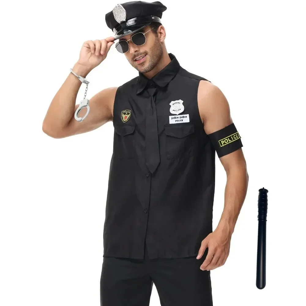 Costume de policier américain - Kf sc f c f e edc b ae af eg costume de la police am ricaine pour homme adulte haut et chemise cosplay de flic ensemble - Ropa de festival