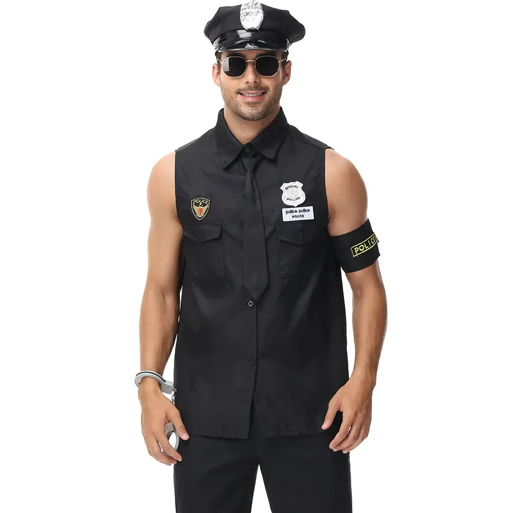 Costume de policier américain - Kf sc b c f b a e ed costume de la police am ricaine pour homme adulte haut et chemise cosplay de flic ensemble - Tenue de festival