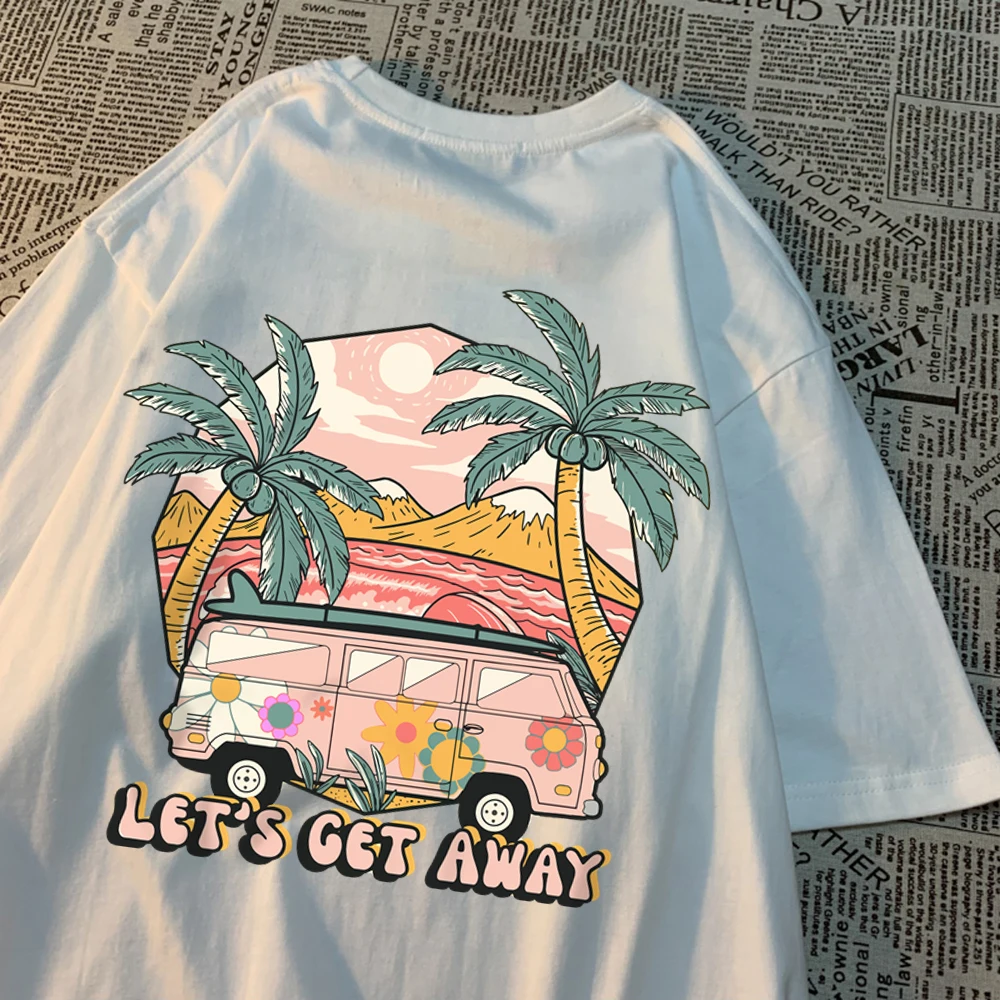 Tshirt oversize Let's get away - Kf sf ebc abd e db eafdf da let s get away take the bus go on vacation conomie college pour hommes t shirt - Ropa de festival