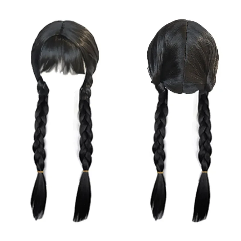 Wednesday Addams Family Cosplay Wig - Kf s dcc ca fcba a e c a - Tenue de festival