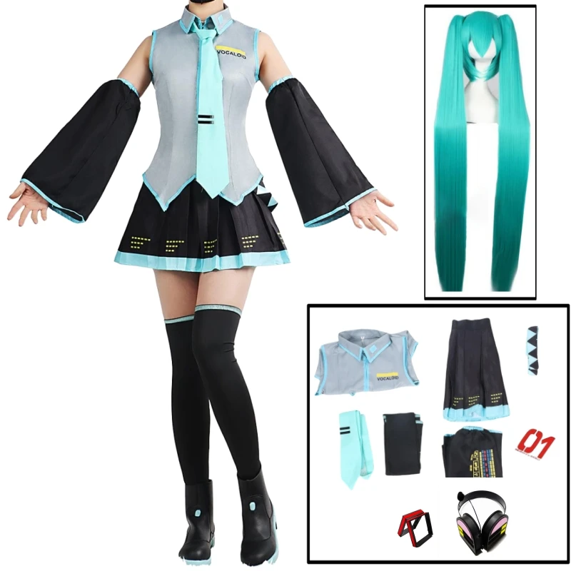 Cosplay de cosplay "Hatsune Miku" dans Vocaloid - Kf sfa e f fb c b a v tements de performance de dessin anim rick hatsune ku miku v tements cosplay jupe jk - Ropa de festival