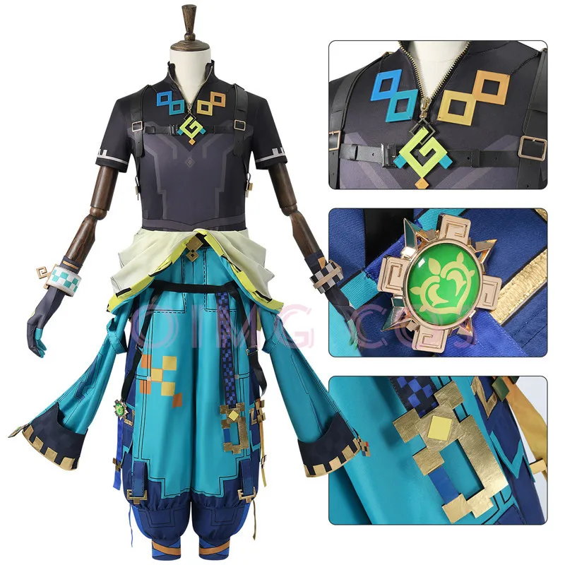 Costume de cosplay "Xiao" dans Genshin Impact (avec perruque) - Kf s a aa cd bcc d am - Ropa de festival