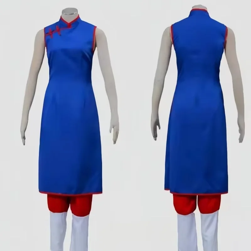 Costume de cosplay "Chichi" dans Dragon Ball Z - Kf s e f a eb b d e e e dragon ball chpierccosplay costume pour femme chemise anime bleue accessoires d uniforme cheongsam robe de chemise - Ropa de festival