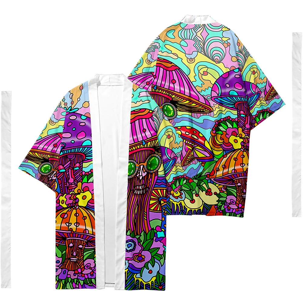 Kimono japonais Mushrooms psychédélique - Kf s b f f b d ba c a d ak - Tenue de festival