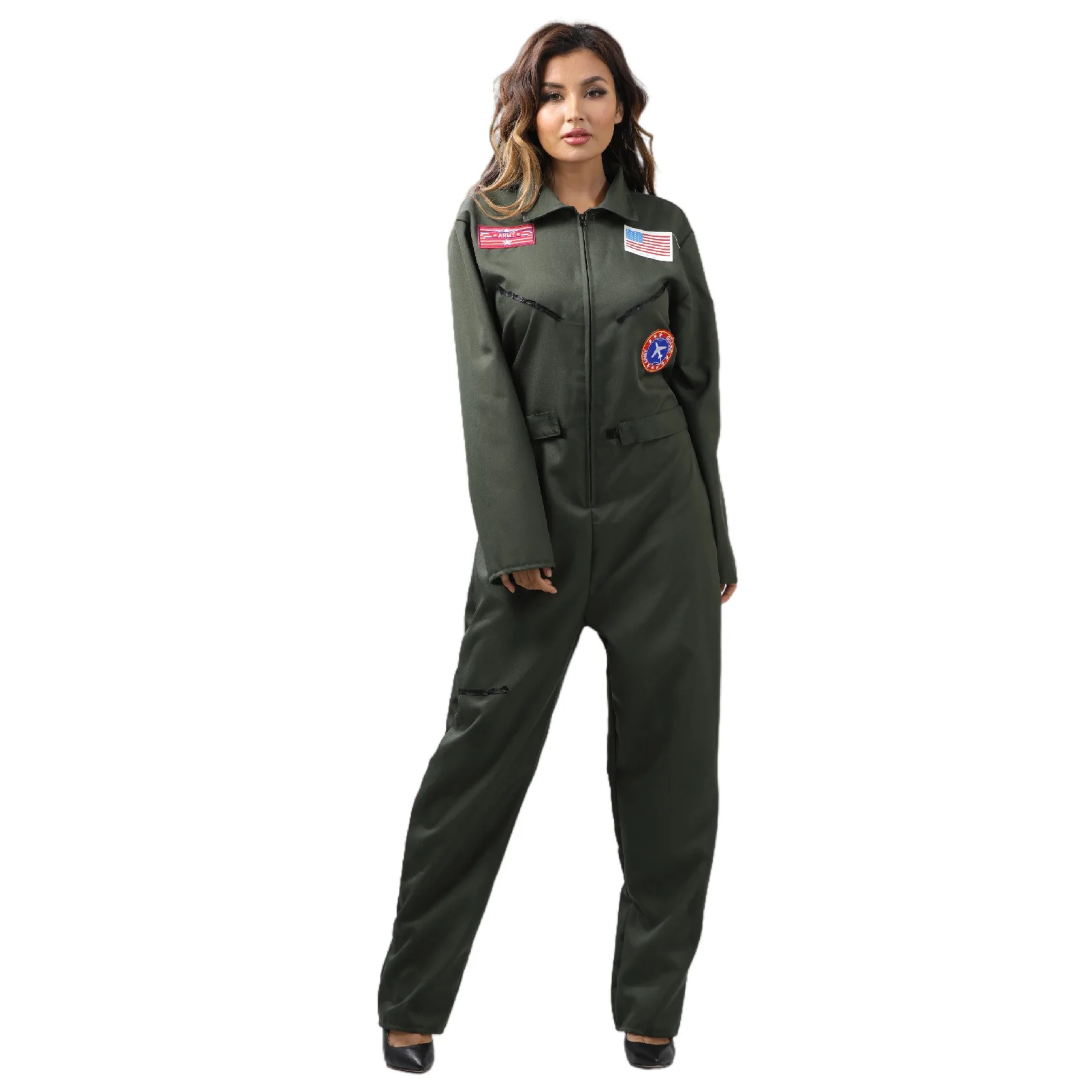 Costume de vol pour hommes et femmes adultes, Costume de pilote d'halloween, Cosplay, combinaison de pilote de chasse militaire - Kf s da a eadbab e d - Tenue de festival