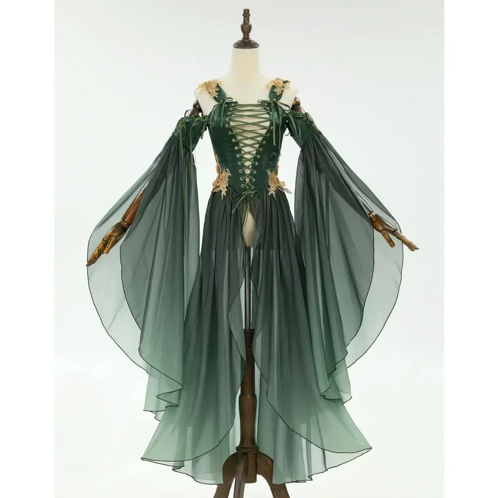 Medieval Renaissance Elf Costume Dress for Women - Kf s d f d e dae e e l - Tenue de festival