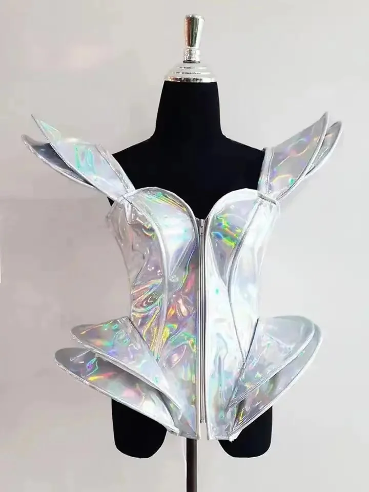 Robe corset holographique futuriste – Galactic Queen - Kf s b a b a e f af f ac e q - Tenue de festival