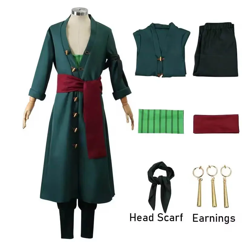 Roronoa Zoro Cosplay Costume (Wano Edition) from One Piece (with Wig) - Kf s de d da aa b f c e fw - Tenue de festival