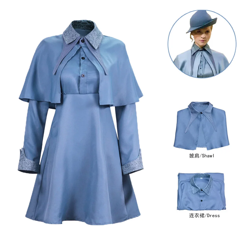 Costume de Cosplay de Sorcière d'Halloween pour Femme et Fille, Uniforme Sв, Robe et Chapeau Imbibés, Fleur Isabelle Delacour - Kf s c c d ba eaef f df l - Tenue de festival