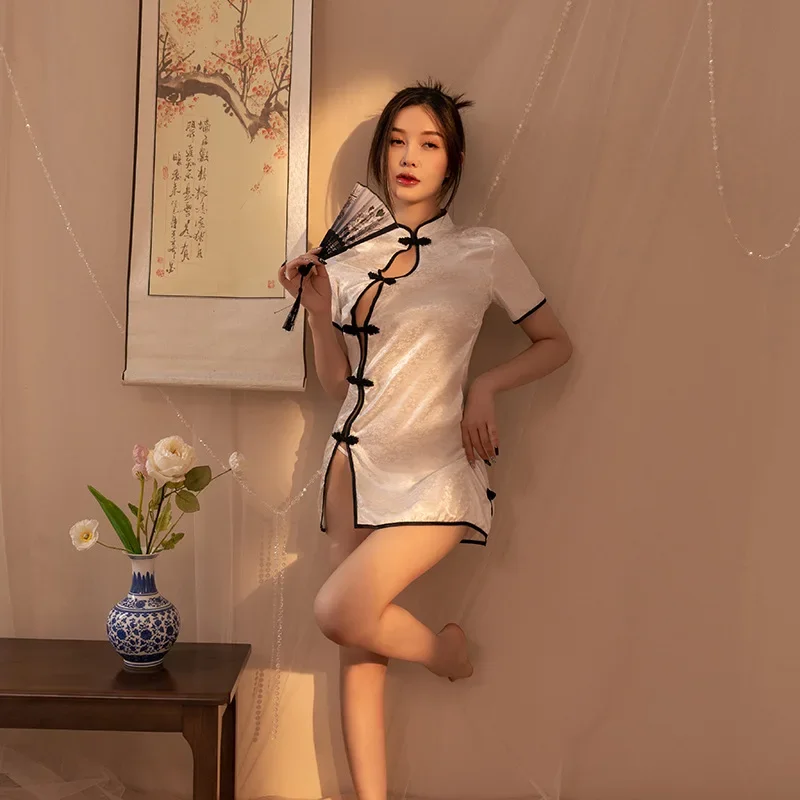 Robe Cheongsam sexy en satin - Kf safb c badb dbbb f b d m - Tenue de festival