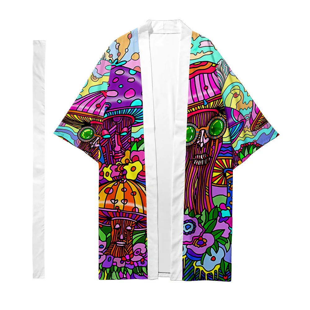 Kimono japonais Mushrooms psychédélique - Kf se cdd ed f d an - Tenue de festival