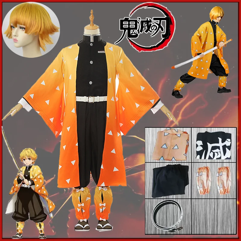 Costume de cosplay "Zenitsu Agatsuma" dans Demon Slayer (avec perruque) - Kf sfcc fb b faa dc b d q - Tenue de festival