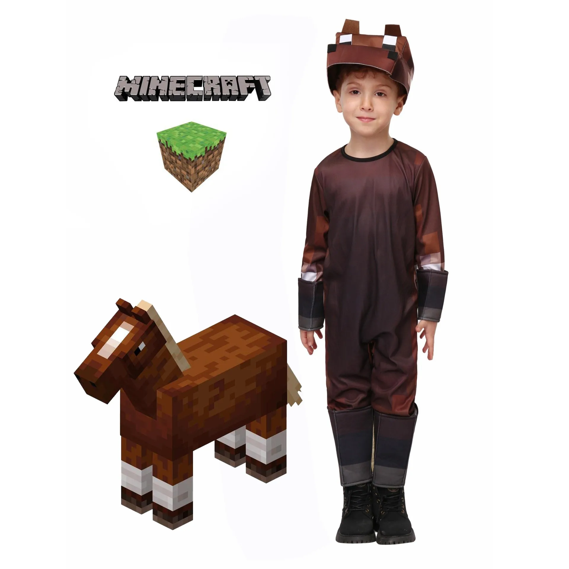 Minecraft Horse Cosplay Costume - Kf se f dc f e ec b a dfbe d dfq - Tenue de festival