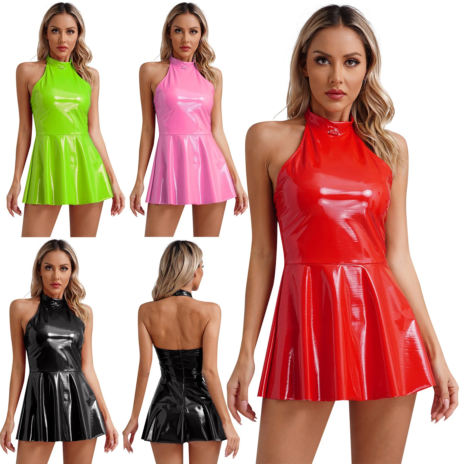 Shiny Latex Backless Dress - Kf s a b fd d eaee dea b - Tenue de festival