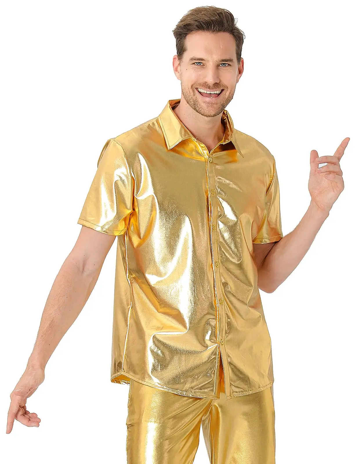 Chemises à manches courtes brillante pour homme - Kf s a a a cd a b c a c dv - Ropa de festival