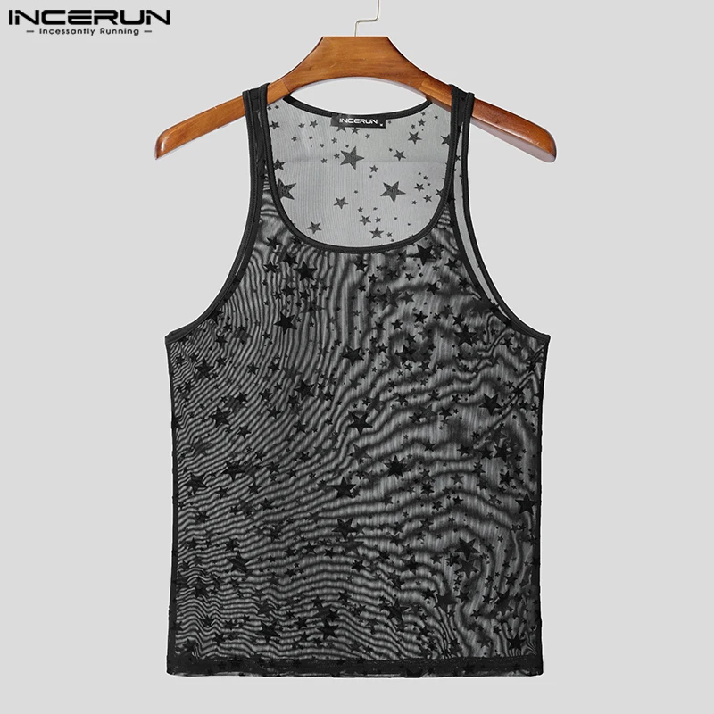 Sheer Star Mesh Tank Top - Kf s e d f b b b d cc d - Tenue de festival
