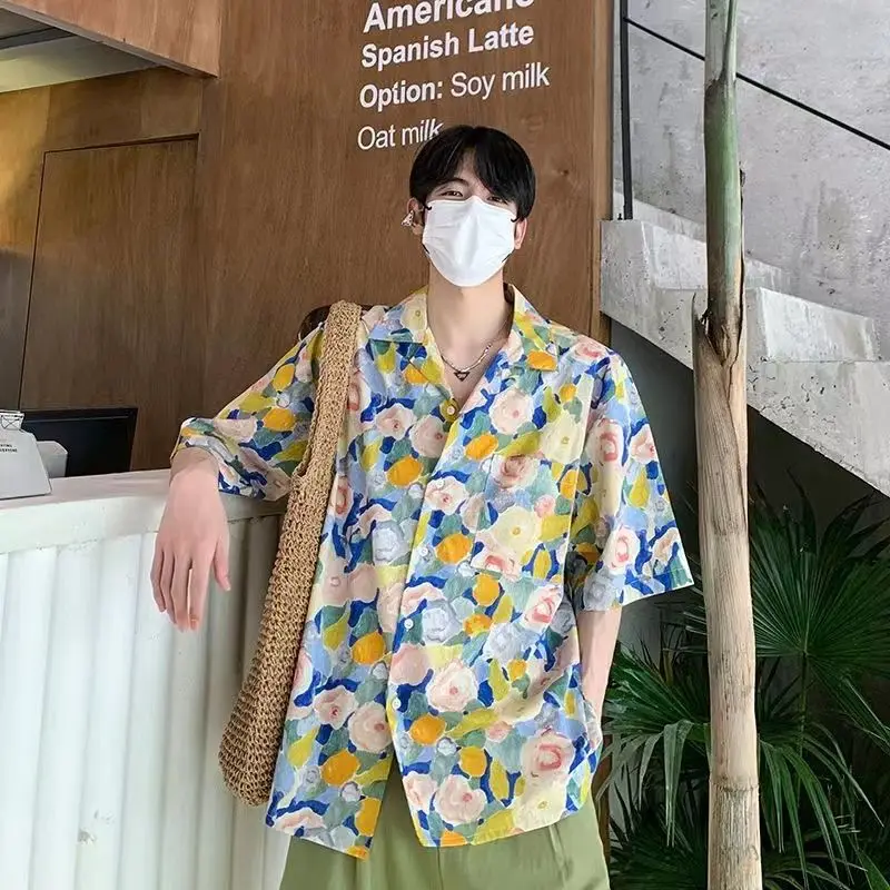 Oil Painting Print Shirt - Kf sa adb f e c d abcfce s - Tenue de festival