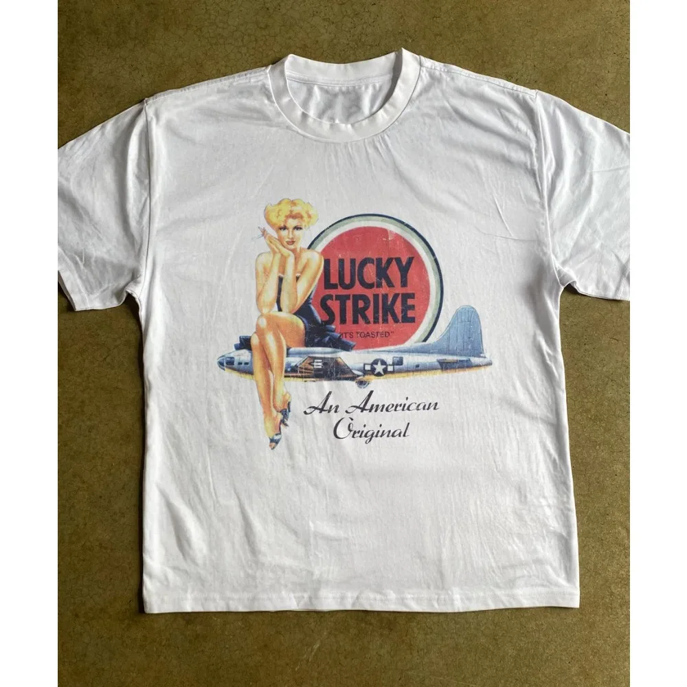 T-Shirt „Lucky Strike“ Pin-Up Aviation Vintage - Kf s b dc aa c bf be cdf q - Tenue de festival